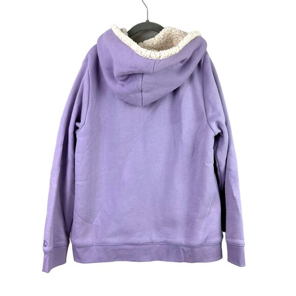 Lands' End Purple Sherpa Lined Hoodie Sweatshirt Jacket Full Zip Up Girls 14 - Picture 3 of 12